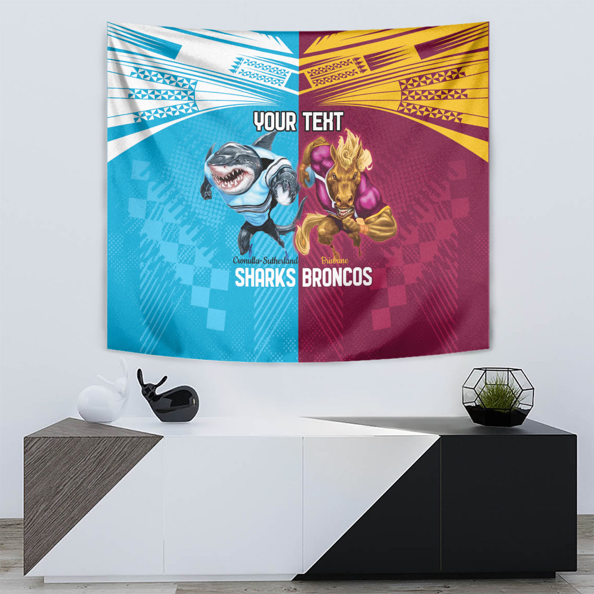 Custom Broncos and Sharks Tapestry Sporty Style