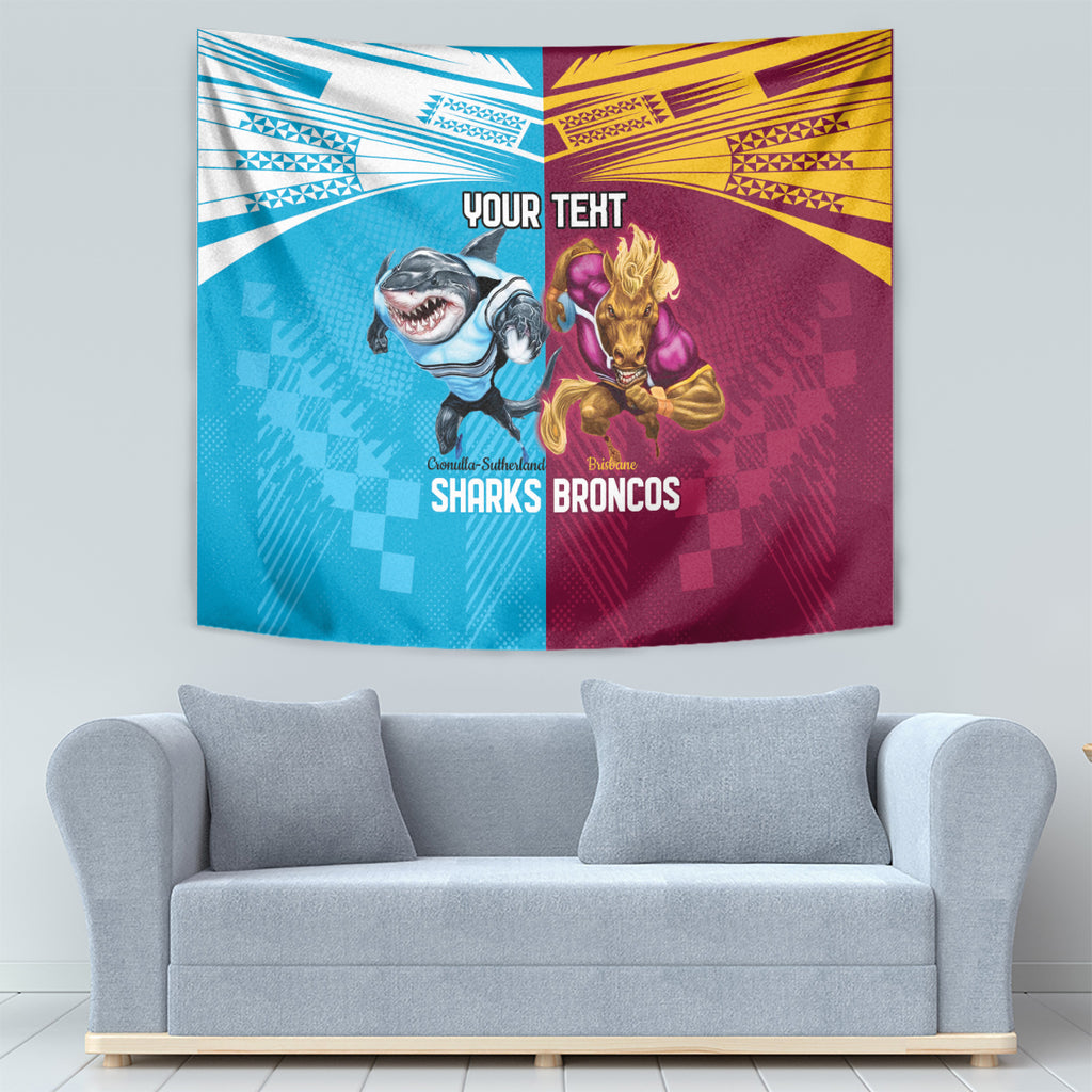 Custom Broncos and Sharks Tapestry Sporty Style
