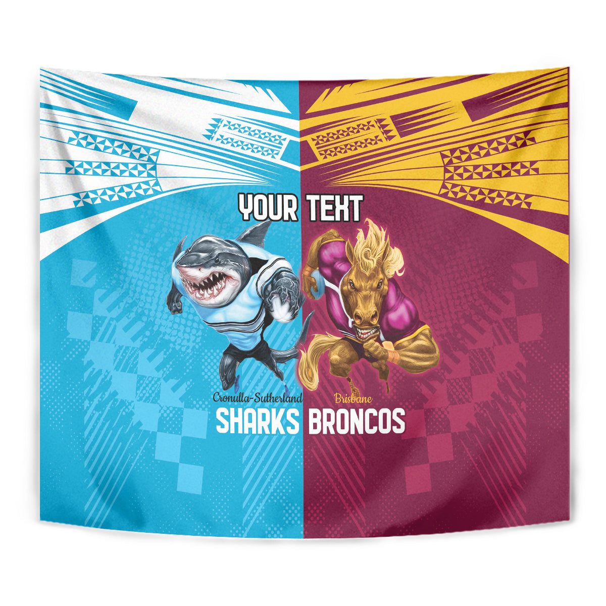 Custom Broncos and Sharks Tapestry Sporty Style