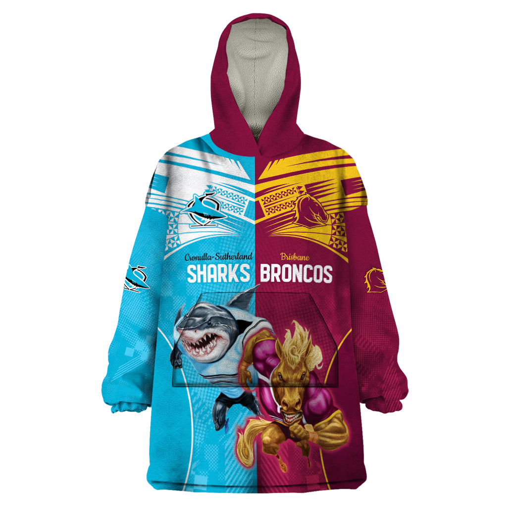 Custom Broncos and Sharks Wearable Blanket Hoodie Sporty Style