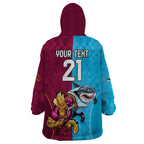 Custom Broncos and Sharks Wearable Blanket Hoodie Sporty Style