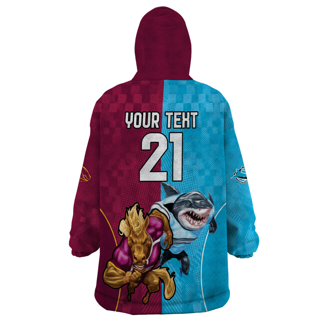 Custom Broncos and Sharks Wearable Blanket Hoodie Sporty Style