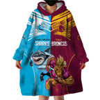 Custom Broncos and Sharks Wearable Blanket Hoodie Sporty Style