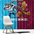 Custom Broncos and Sharks Window Curtain Sporty Style