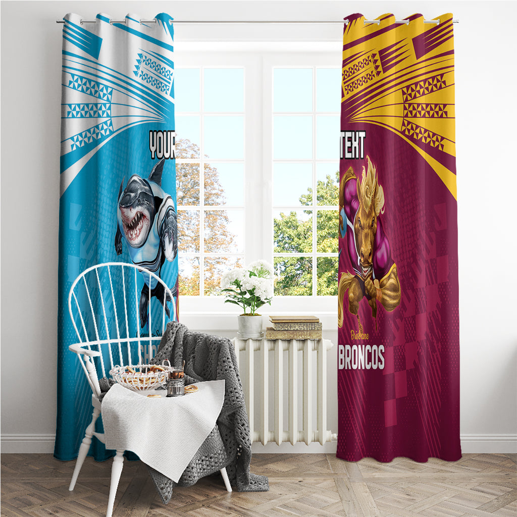 Custom Broncos and Sharks Window Curtain Sporty Style