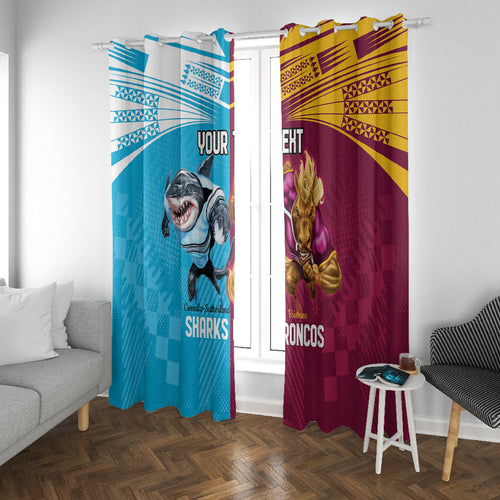 Custom Broncos and Sharks Window Curtain Sporty Style
