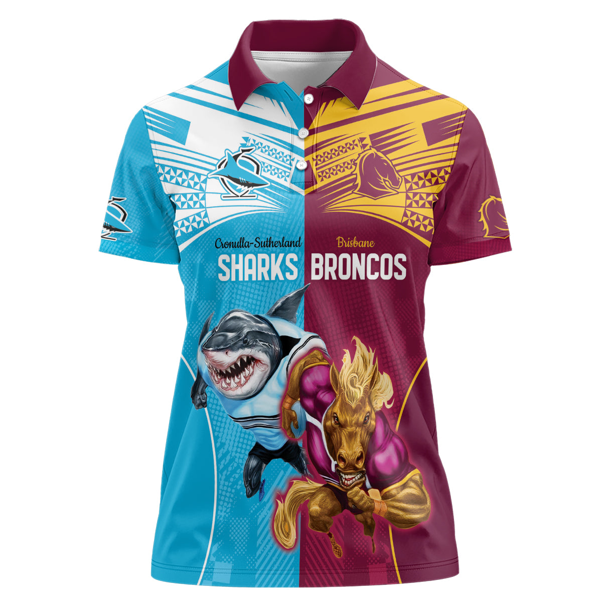 Custom Broncos and Sharks Women Polo Shirt Sporty Style
