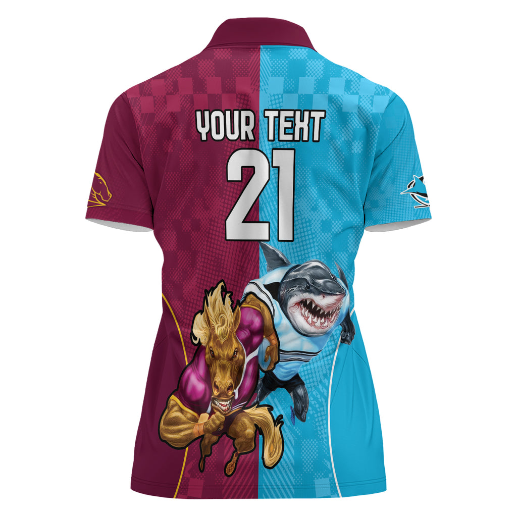 Custom Broncos and Sharks Women Polo Shirt Sporty Style