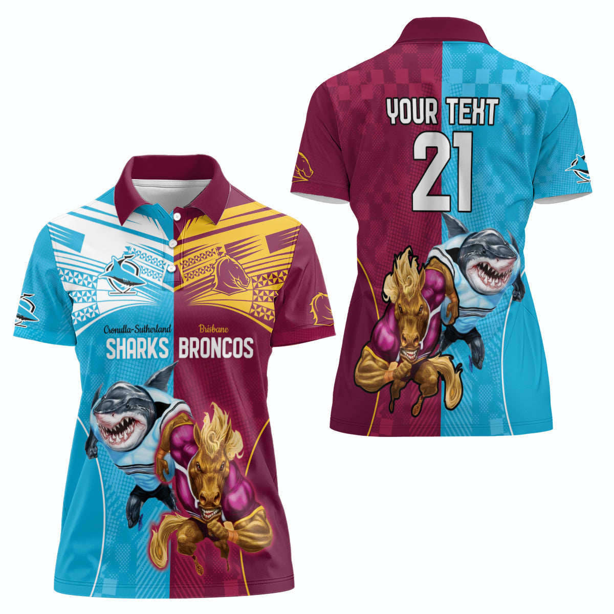 Custom Broncos and Sharks Women Polo Shirt Sporty Style