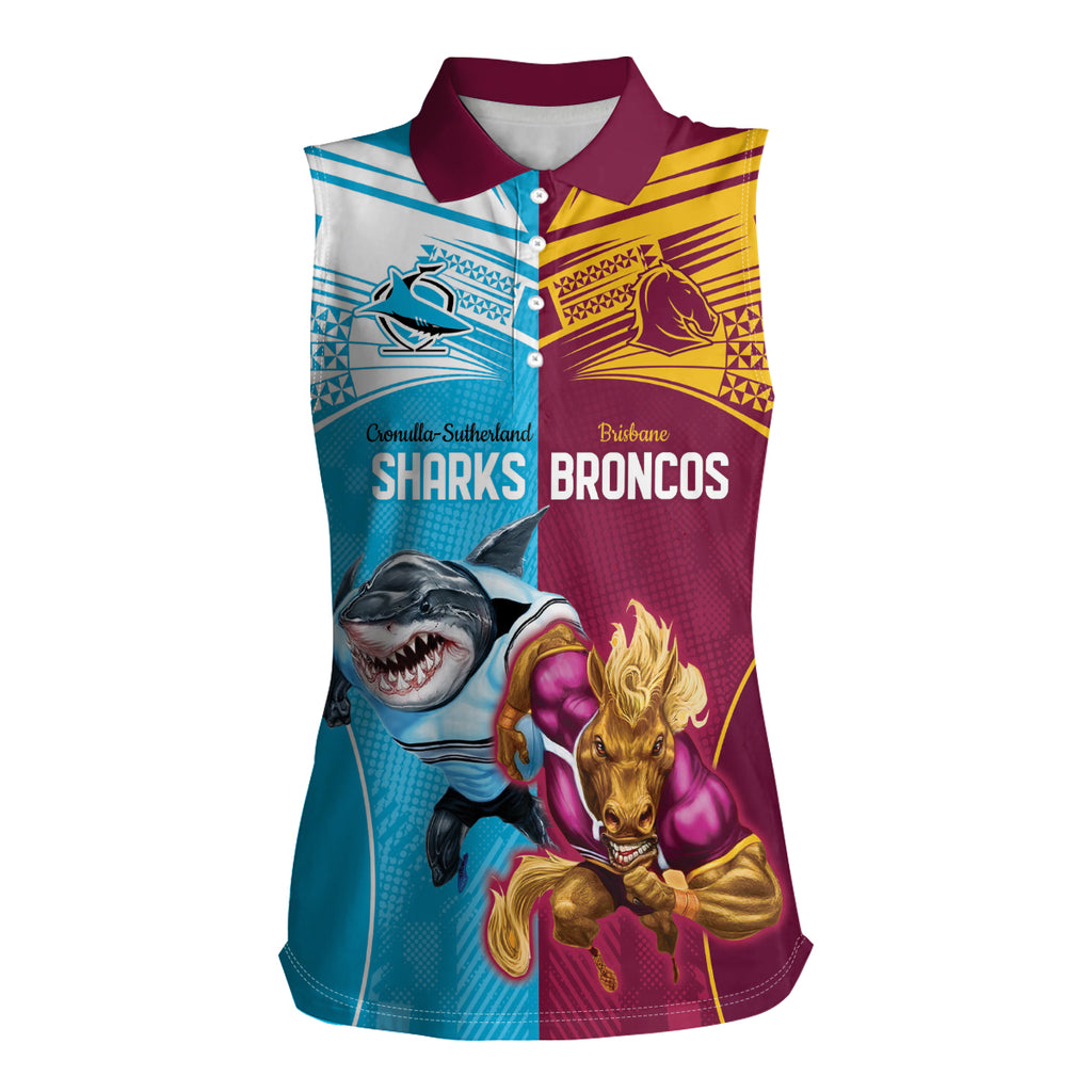 Custom Broncos and Sharks Women Sleeveless Polo Shirt Sporty Style