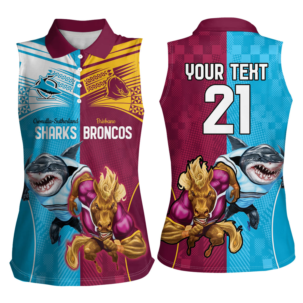 Custom Broncos and Sharks Women Sleeveless Polo Shirt Sporty Style