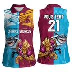 Custom Broncos and Sharks Women Sleeveless Polo Shirt Sporty Style