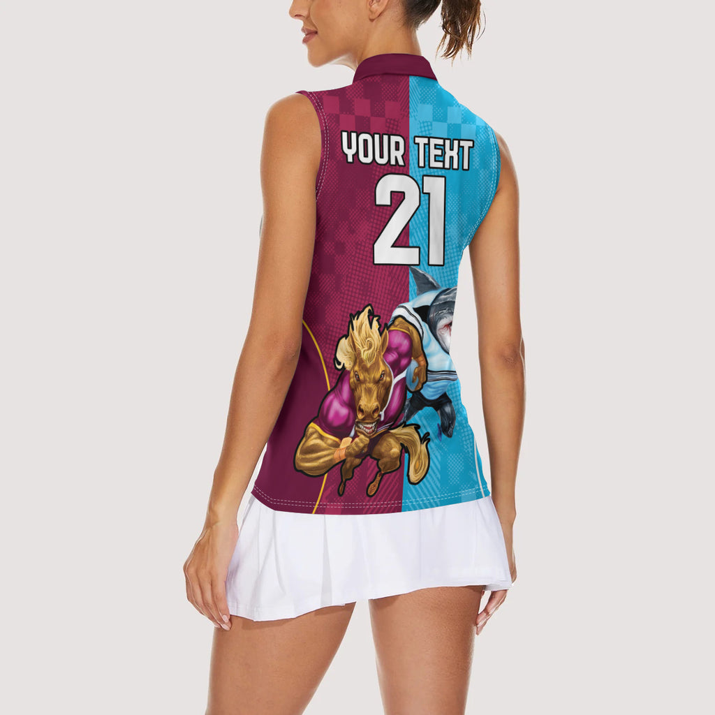 Custom Broncos and Sharks Women Sleeveless Polo Shirt Sporty Style
