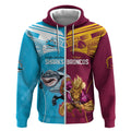 Custom Broncos and Sharks Zip Hoodie Sporty Style