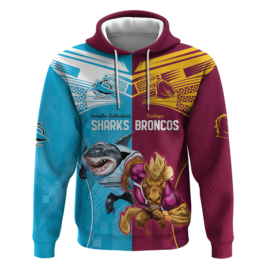 Custom Broncos and Sharks Zip Hoodie Sporty Style