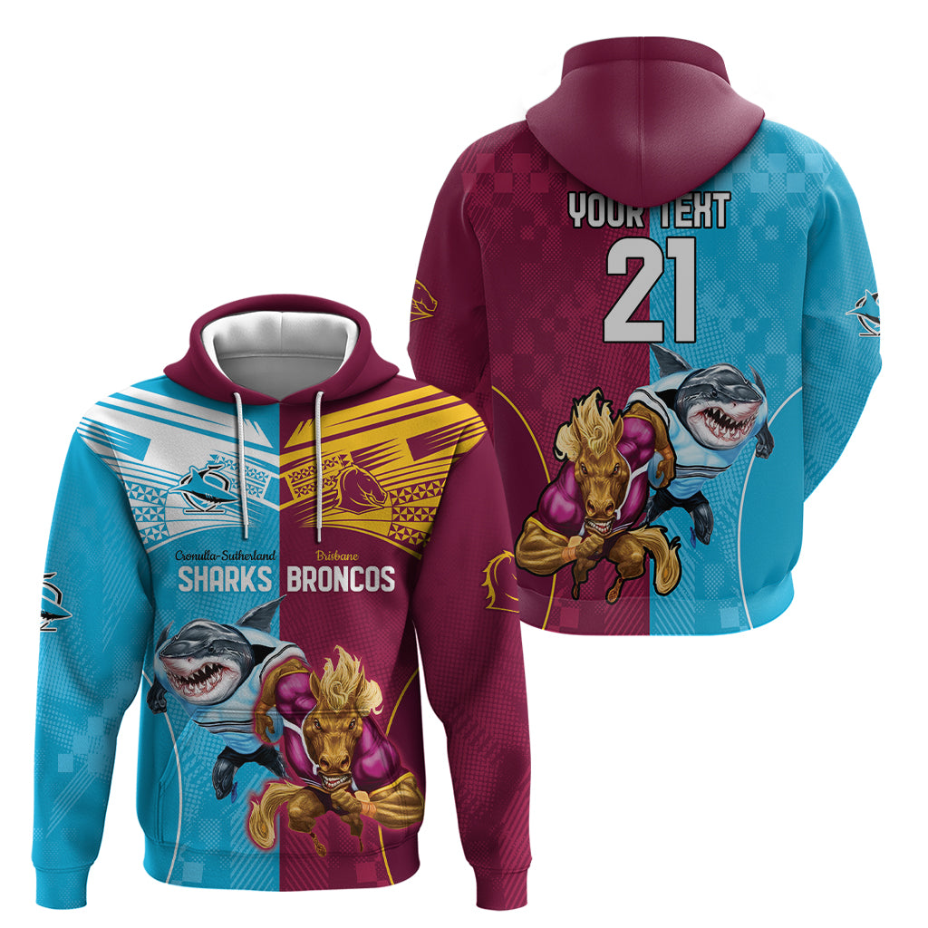 Custom Broncos and Sharks Zip Hoodie Sporty Style