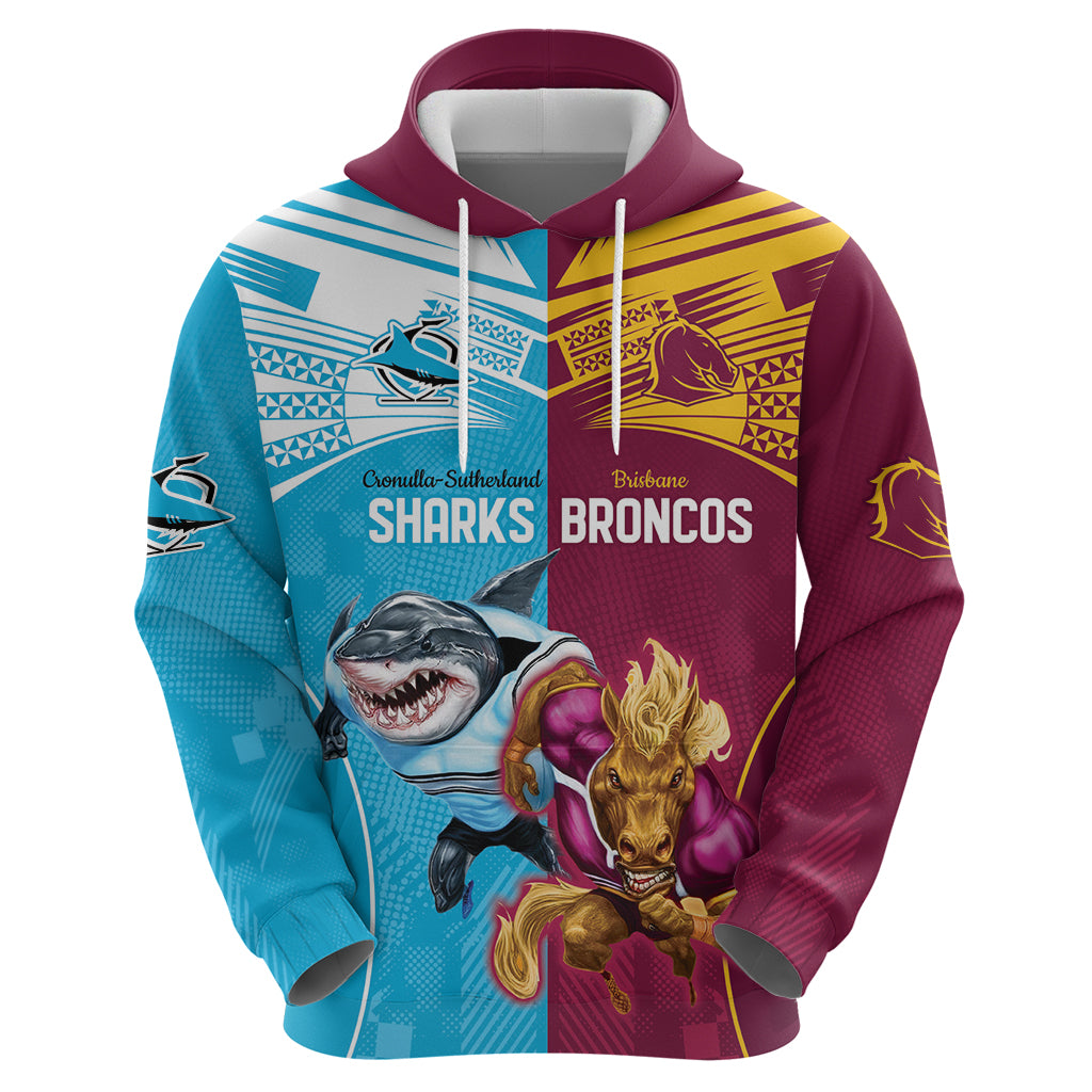 Custom Broncos and Sharks Zip Hoodie Sporty Style