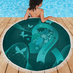 Australia Tourettes Awareness Beach Blanket Butterfly Ribbon Art