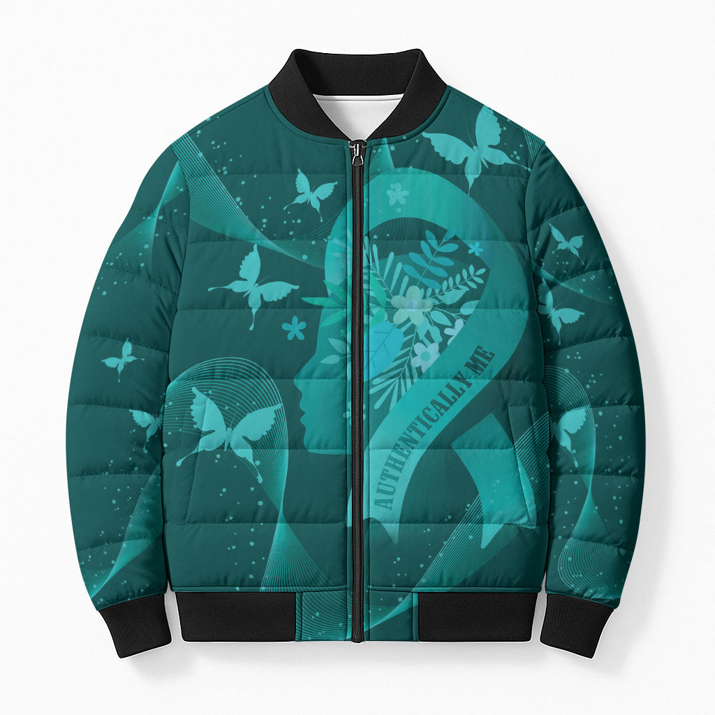Australia Tourettes Awareness Personalised Bomber Puffer Jacket Butterfly Ribbon Art