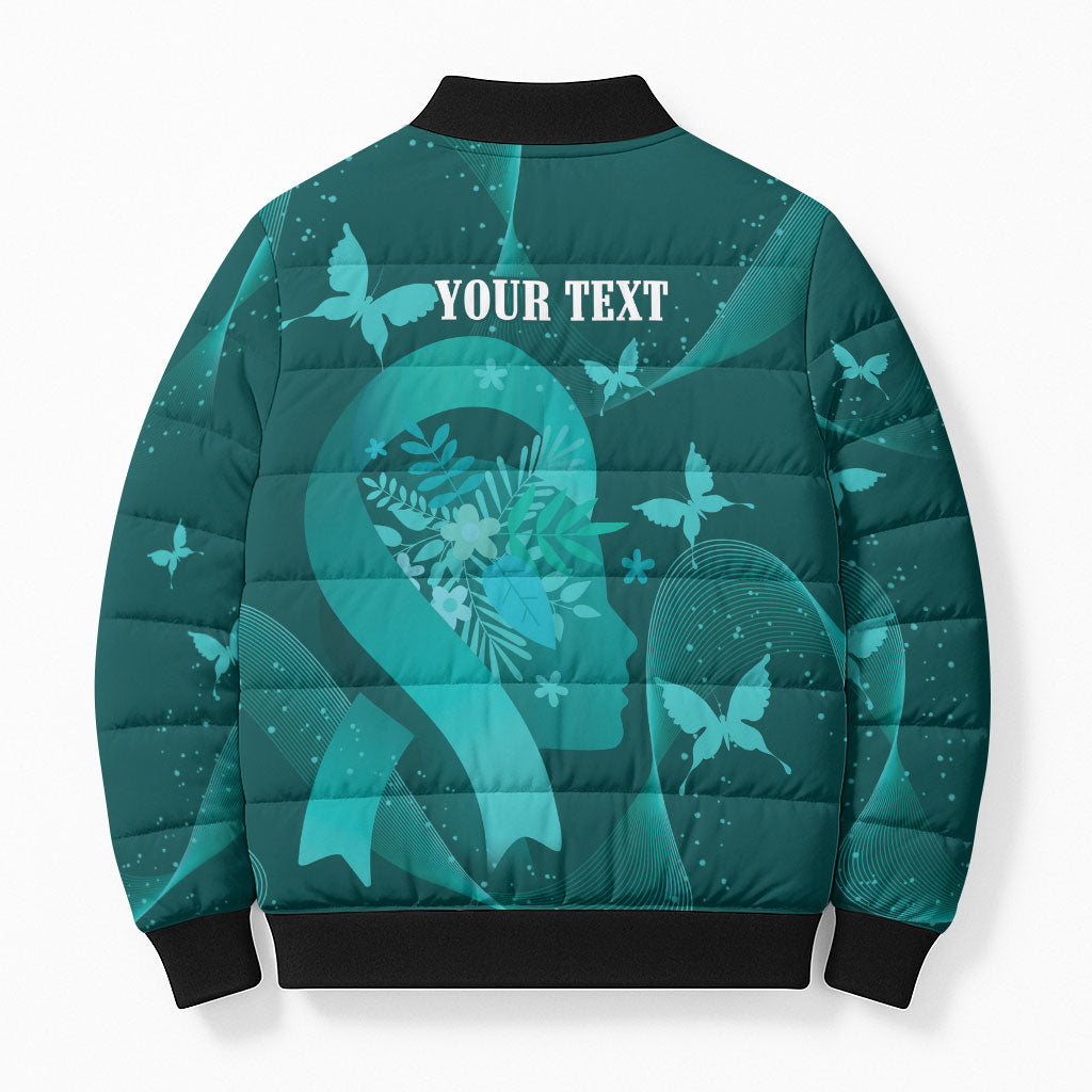 Australia Tourettes Awareness Personalised Bomber Puffer Jacket Butterfly Ribbon Art
