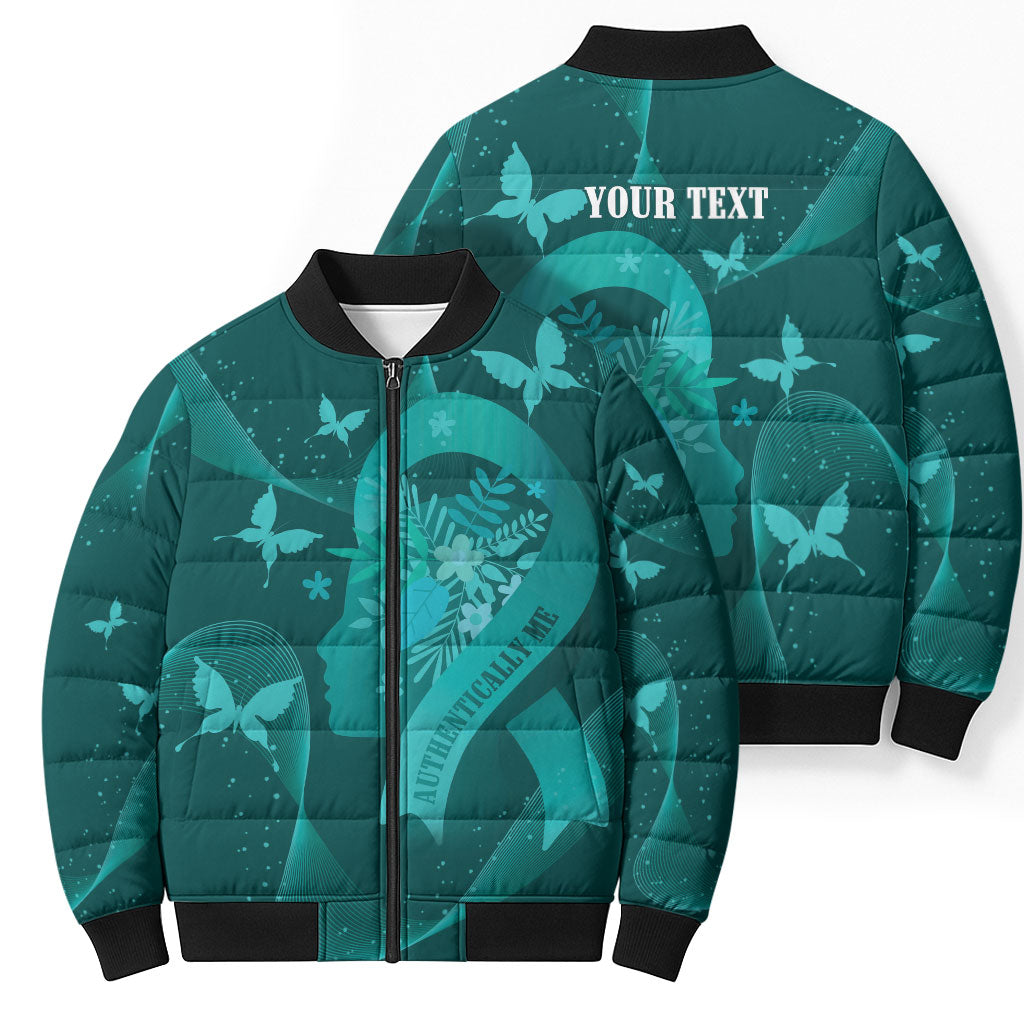 Australia Tourettes Awareness Personalised Bomber Puffer Jacket Butterfly Ribbon Art