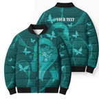 Australia Tourettes Awareness Personalised Bomber Puffer Jacket Butterfly Ribbon Art