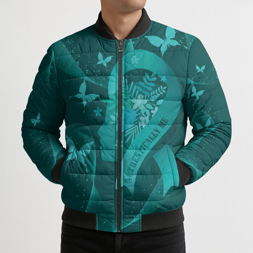 Australia Tourettes Awareness Personalised Bomber Puffer Jacket Butterfly Ribbon Art