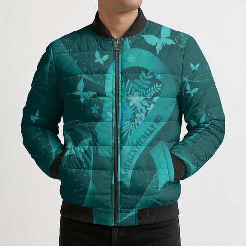 Australia Tourettes Awareness Personalised Bomber Puffer Jacket Butterfly Ribbon Art