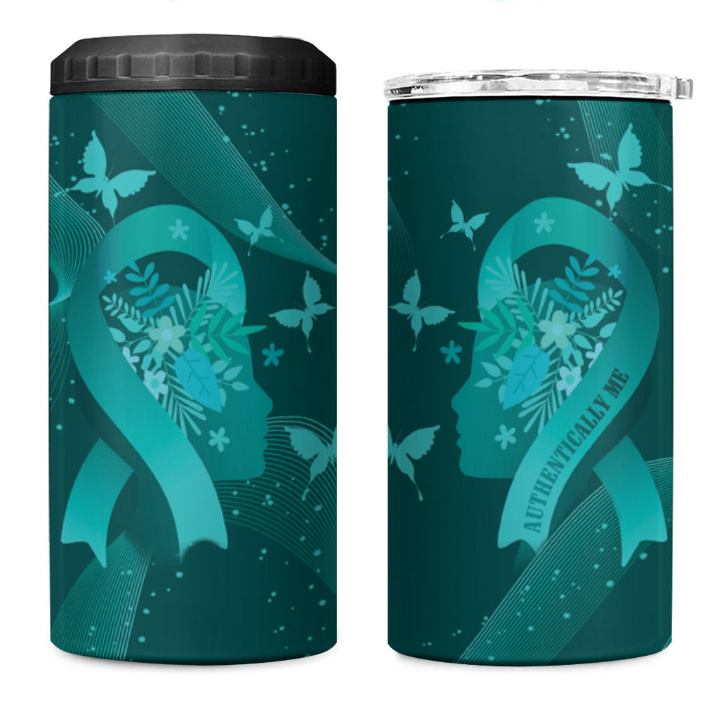Australia Tourettes Awareness Personalised 4 in 1 Can Cooler Tumbler Butterfly Ribbon Art