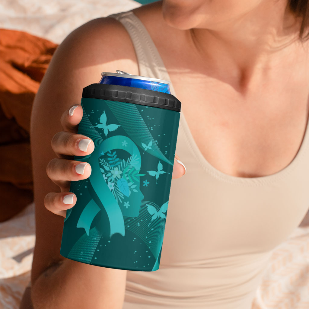 Australia Tourettes Awareness Personalised 4 in 1 Can Cooler Tumbler Butterfly Ribbon Art