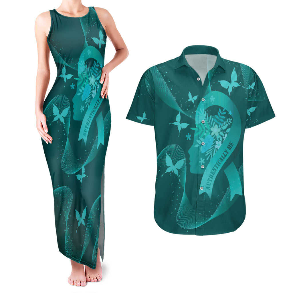 Australia Tourettes Awareness Personalised Couples Matching Tank Maxi Dress and Hawaiian Shirt Butterfly Ribbon Art