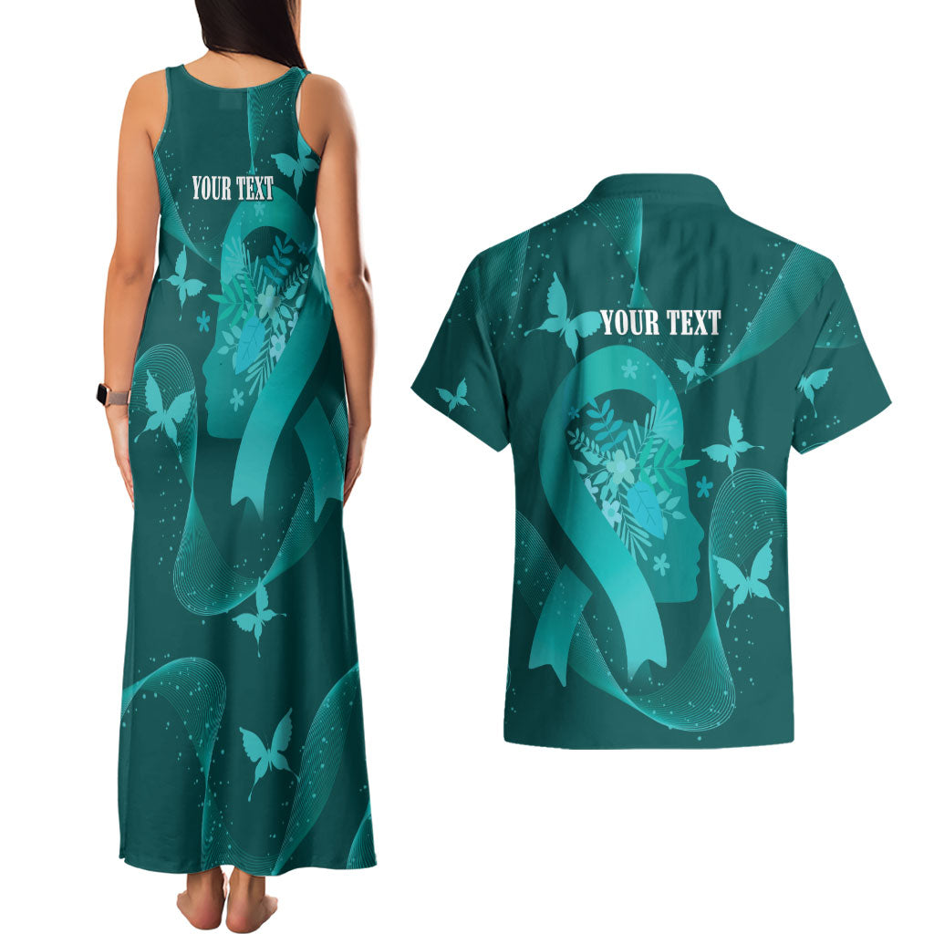 Australia Tourettes Awareness Personalised Couples Matching Tank Maxi Dress and Hawaiian Shirt Butterfly Ribbon Art