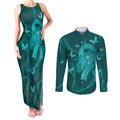 Australia Tourettes Awareness Personalised Couples Matching Tank Maxi Dress and Long Sleeve Button Shirt Butterfly Ribbon Art