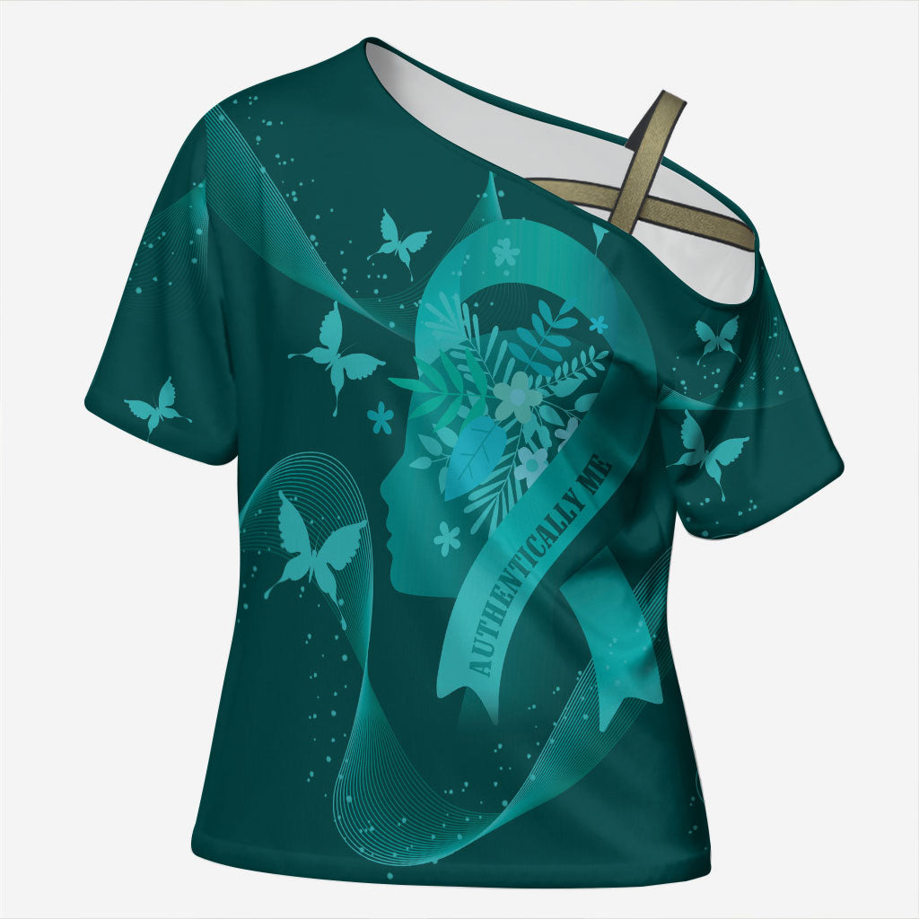 Australia Tourettes Awareness Personalised Cross Shoulder Shirt Butterfly Ribbon Art