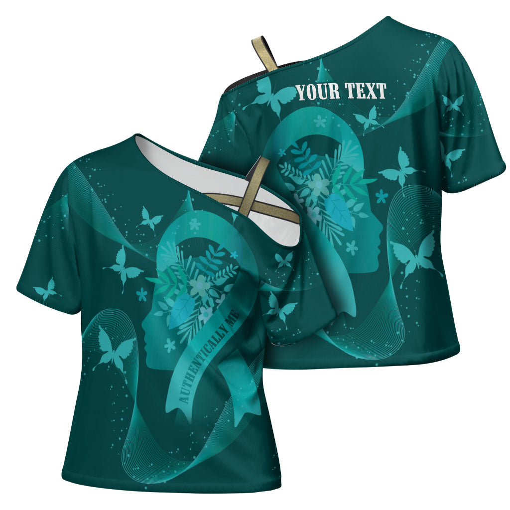 Australia Tourettes Awareness Personalised Cross Shoulder Shirt Butterfly Ribbon Art