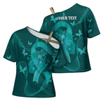 Australia Tourettes Awareness Personalised Cross Shoulder Shirt Butterfly Ribbon Art