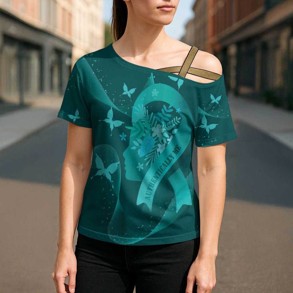 Australia Tourettes Awareness Personalised Cross Shoulder Shirt Butterfly Ribbon Art