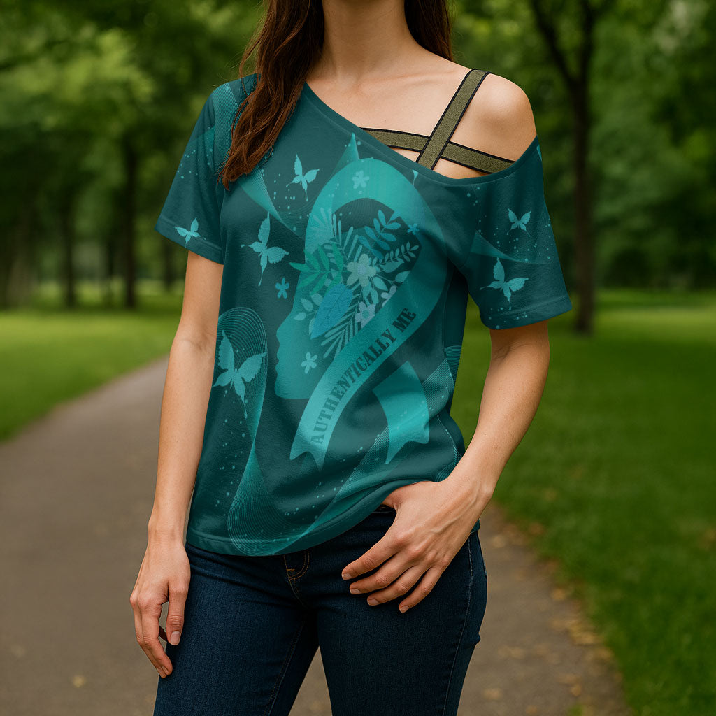 Australia Tourettes Awareness Personalised Cross Shoulder Shirt Butterfly Ribbon Art