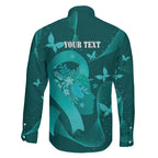 Australia Tourettes Awareness Personalised Family Matching Off The Shoulder Long Sleeve Dress and Hawaiian Shirt Butterfly Ribbon Art