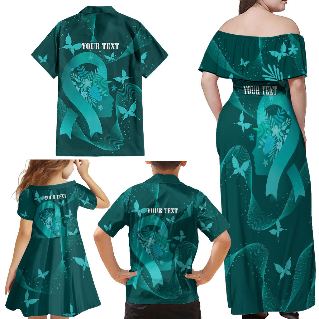 Australia Tourettes Awareness Personalised Family Matching Off Shoulder Maxi Dress and Hawaiian Shirt Butterfly Ribbon Art