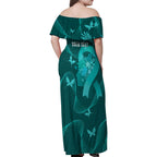 Australia Tourettes Awareness Personalised Family Matching Off Shoulder Maxi Dress and Hawaiian Shirt Butterfly Ribbon Art