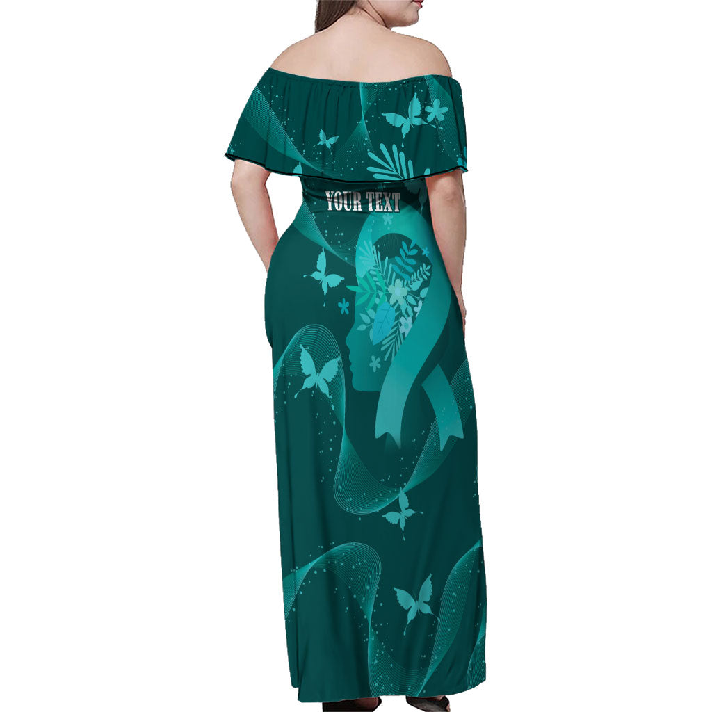 Australia Tourettes Awareness Personalised Family Matching Off Shoulder Maxi Dress and Hawaiian Shirt Butterfly Ribbon Art
