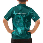 Australia Tourettes Awareness Personalised Family Matching Puletasi and Hawaiian Shirt Butterfly Ribbon Art