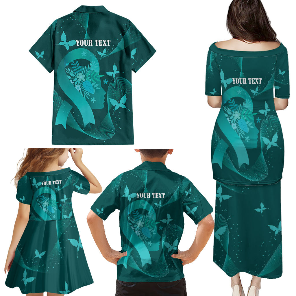 Australia Tourettes Awareness Personalised Family Matching Puletasi and Hawaiian Shirt Butterfly Ribbon Art