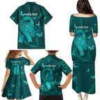 Australia Tourettes Awareness Personalised Family Matching Puletasi and Hawaiian Shirt Butterfly Ribbon Art