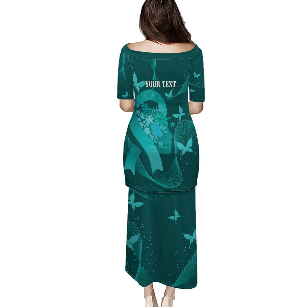 Australia Tourettes Awareness Personalised Family Matching Puletasi and Hawaiian Shirt Butterfly Ribbon Art