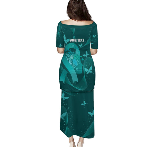 Australia Tourettes Awareness Personalised Family Matching Puletasi and Hawaiian Shirt Butterfly Ribbon Art