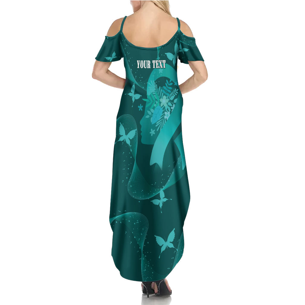 Australia Tourettes Awareness Personalised Family Matching Summer Maxi Dress and Hawaiian Shirt Butterfly Ribbon Art