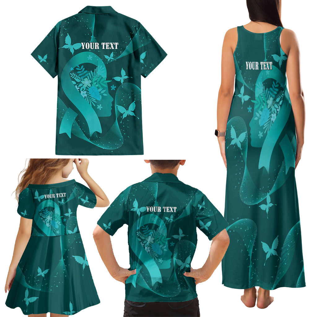 Australia Tourettes Awareness Personalised Family Matching Tank Maxi Dress and Hawaiian Shirt Butterfly Ribbon Art