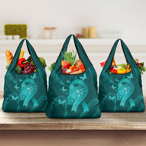 Australia Tourettes Awareness Grocery Bag Butterfly Ribbon Art